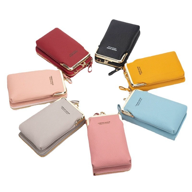 FOREVER SAVOUR Small Kids Wallet Shoulder Bag with Touch Screen Phone Pocket, City Style, 18x11x5 cm