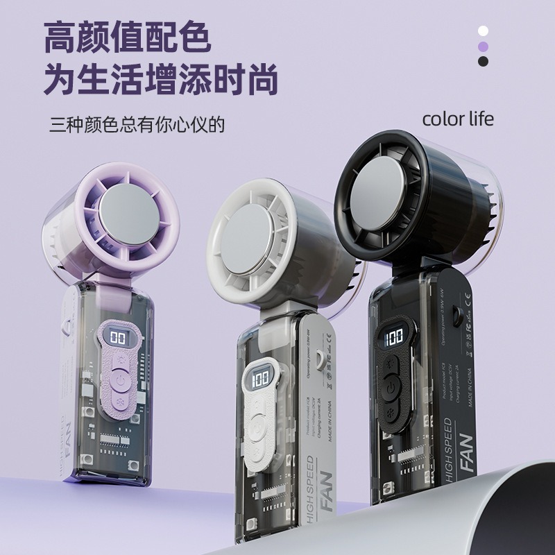 FC8手持半导体制冷风扇透明机甲USB充电迷你折叠桌面冰敷便携小风 家用电器厂家批发实拍图