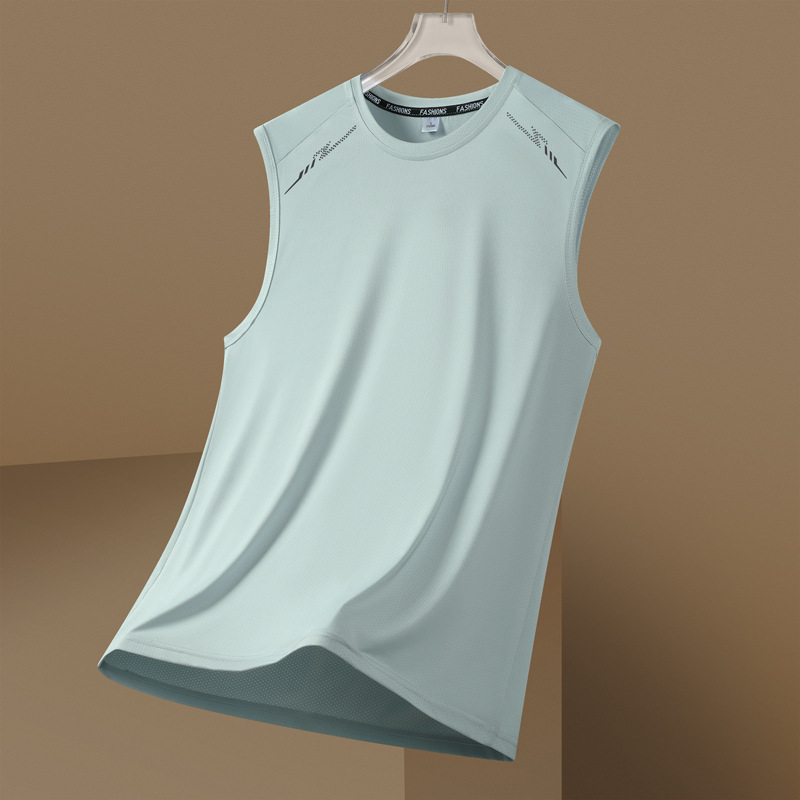 Breathable Ice Sense Loose All-match Short-sleeved T-shirt Top Basketball Sports Vest Men's Ice Silk Vest Men's Fitness Vest