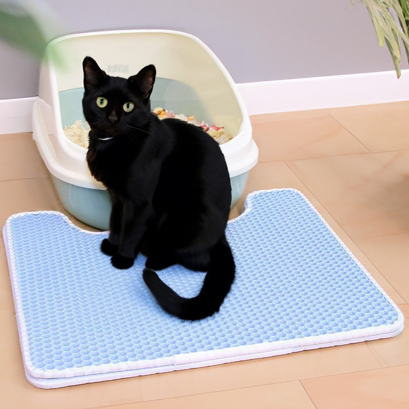 고양이 쓰레기 매트 안티 스플래쉬 아웃 고양이 쓰레기 분지 모래 제어 드롭 더블 레이어 필터 세트 모래 누출 고양이 매트 안티 스플래시 변기 발 매트