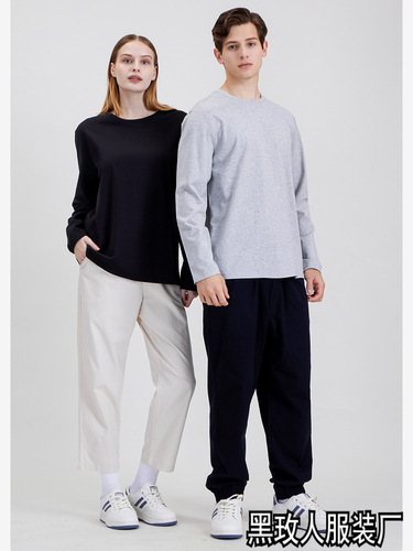 Simple casual round-neck bottomed shirt autumn long-sleeved t-shirt women's loose all-match Hong Kong trend brand trend pure color top