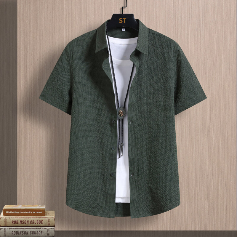 Summer bubble gauze solid color short sleeve shirt 9 colors available -909