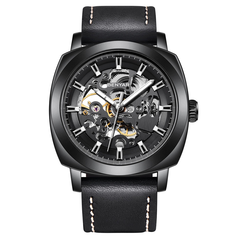 Binya BENYAR 5121 nuevo hueco cuadrado reloj mecánico automático moda clásico reloj impermeable de los hombres