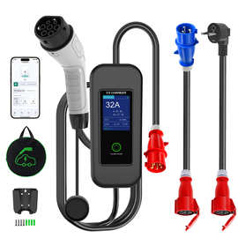 Type 2 欧标家用交流便携式充电桩22KW 大功率三相电蓝牙WiFi版定
