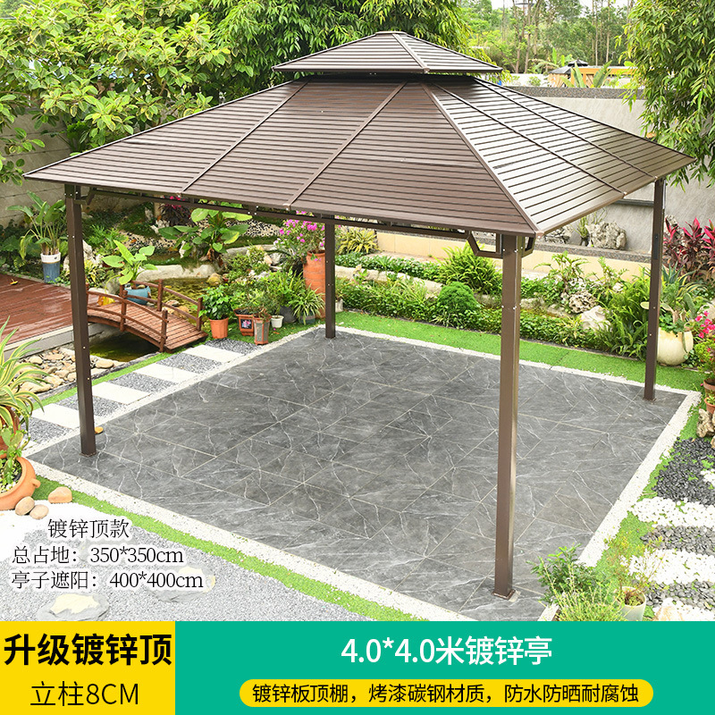 Pabellón al aire libre techo galvanizado pabellón tienda de campaña villa patio jardín terraza punto escénico ocio sombrilla gran cobertizo