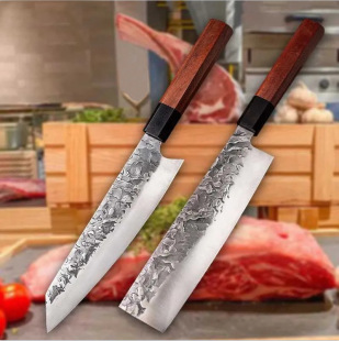 9Cr High Hardness Steel Kitchen Knife Set Forged with Steel Sandwiched Slicing Knife Household Chinese Kitchen Knife for Cutting Vegetables and Cooking High Carbon Steel