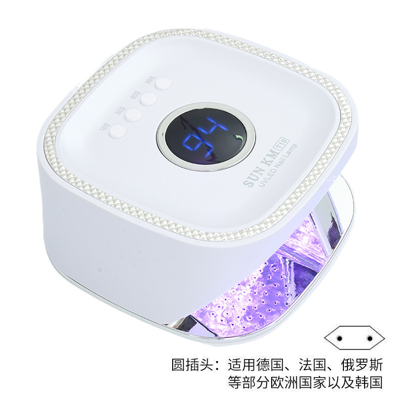 Lámpara de manicura reflectante de acero inoxidable base metálica de manicura lámpara de horneado 48W luz de fototerapia de alta potencia pegamento de manica lámpara UVLED