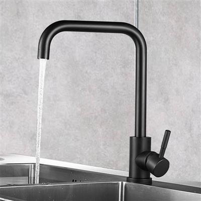 Cocina de acero inoxidable grifo caliente y fría pintura de acero inoxidable grande curvado cepillado de siete palabras fregadero de agua mezclada lavabo grifo image 2