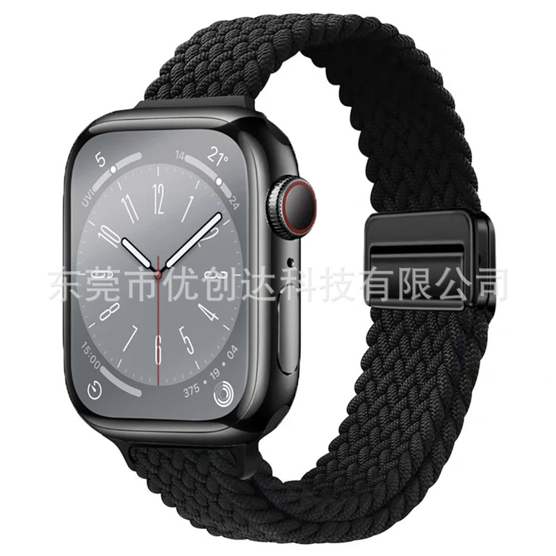 适用苹果applewatch小蛮腰磁吸扣编织表带9876可调节松紧女生表带|undefined