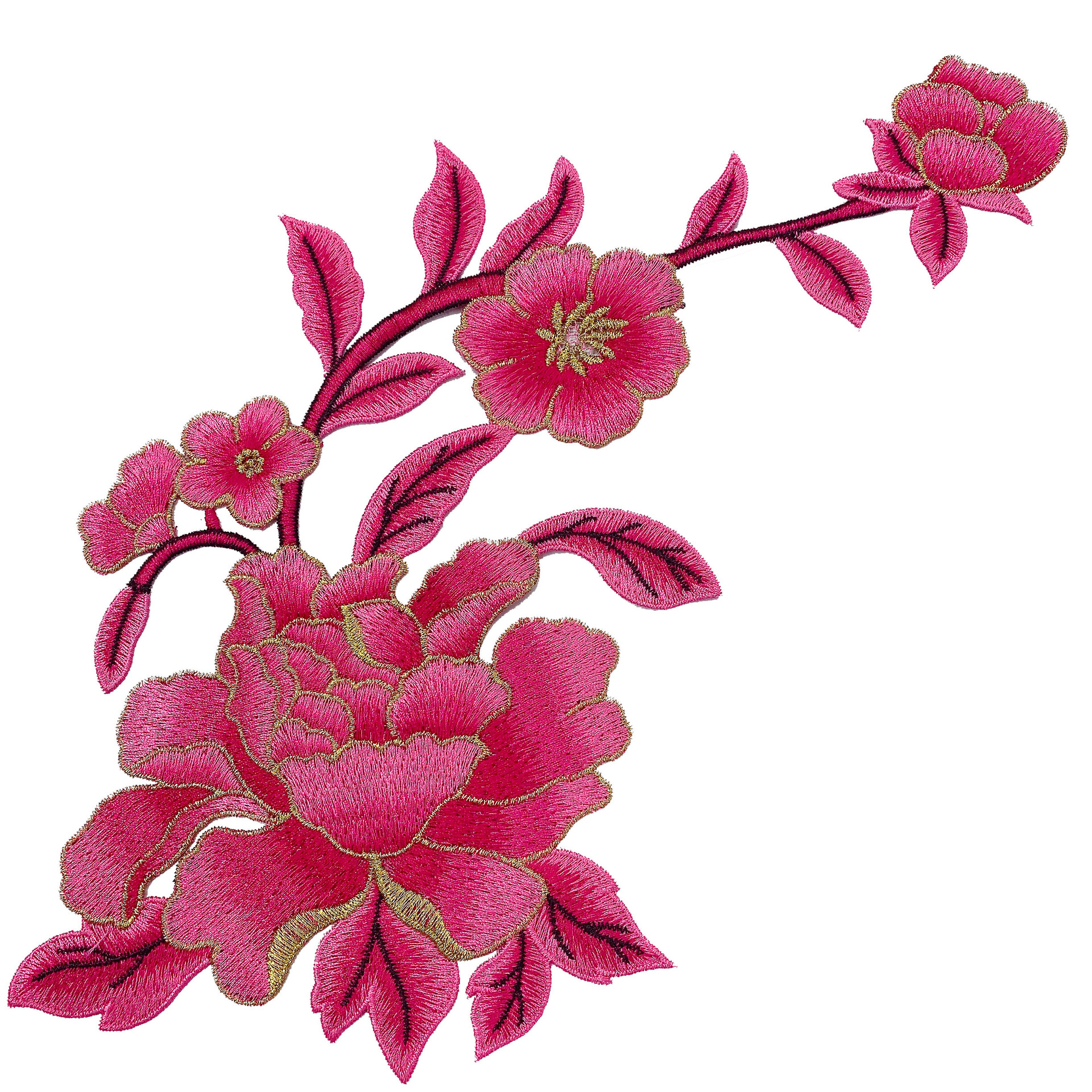 外单 蕾丝花边好物少女感雪纺面布贴水溶立体刺绣牡丹花朵布贴