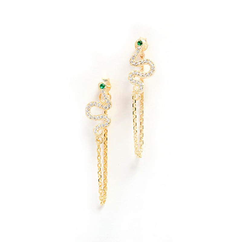 Zircon Inlay Material Ear Studs Classification 1 Pair Quantity 1 Pair Fashion Snake Copper Inlay Zircon Ear Studs