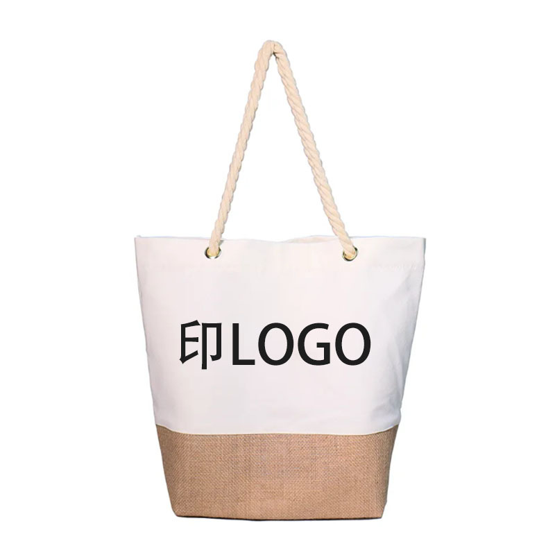 Comercio exterior impresa LOGO tela de mano algodón estilo de empalme tela bolsa de compras nueva bolsa de almacenamiento de viento simple