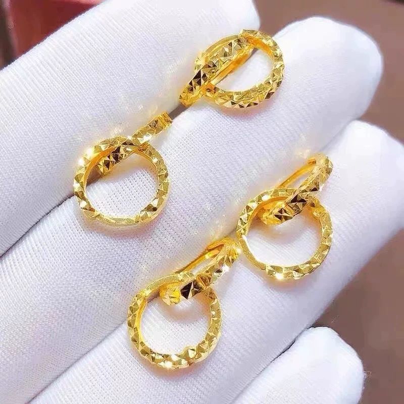 Golden earrings, accessory
