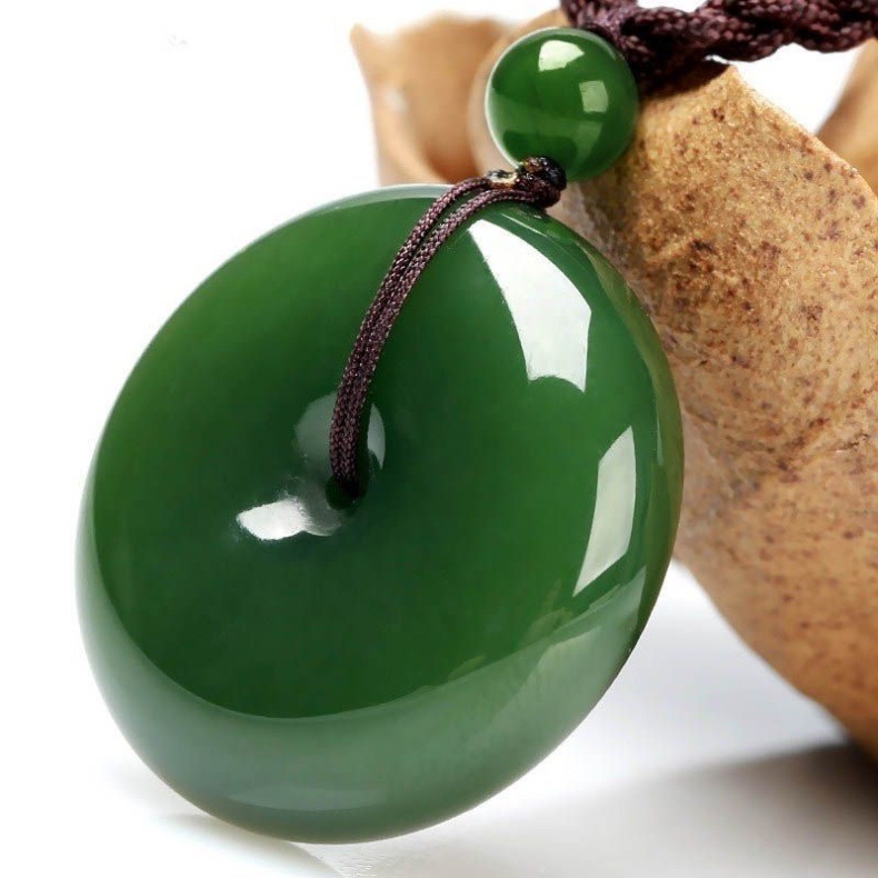 Mặt dây chuyền ngọc bích Hetian Tân Cương tự nhiên hình khóa bình an — Khóa an toàn jasper nhỏ, Khóa an toàn jasper lớn chi tiết 4
