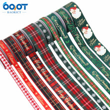 亚马逊热卖印花圣诞缎带 礼品包装圣诞装饰红色条纹罗文丝带套装