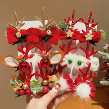 圣诞发夹鹿角小女孩森系对夹麋鹿发夹节日拍照圣诞节鹿角成人发卡