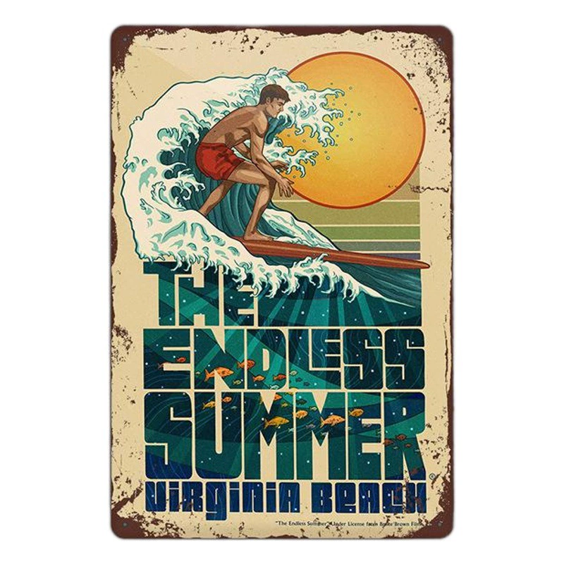 2023 новый летний пляж Ретро Оловянная живопись пляжный бар для серфинга фон стены украшения дома картина