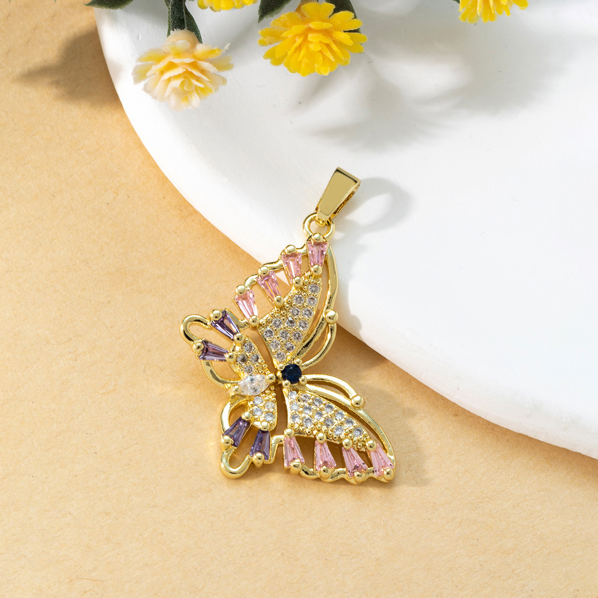 1 Piece Copper Rhinestones Butterfly Pendant display picture 26