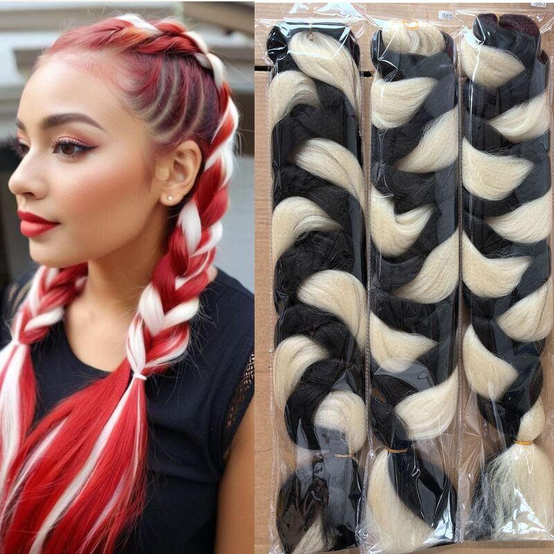 African 82in Color-Blocked Large Braids 165g Dreadlocks Jumbo Braid Hair High-Temperature Fiber Braids Wig Clearance Sale