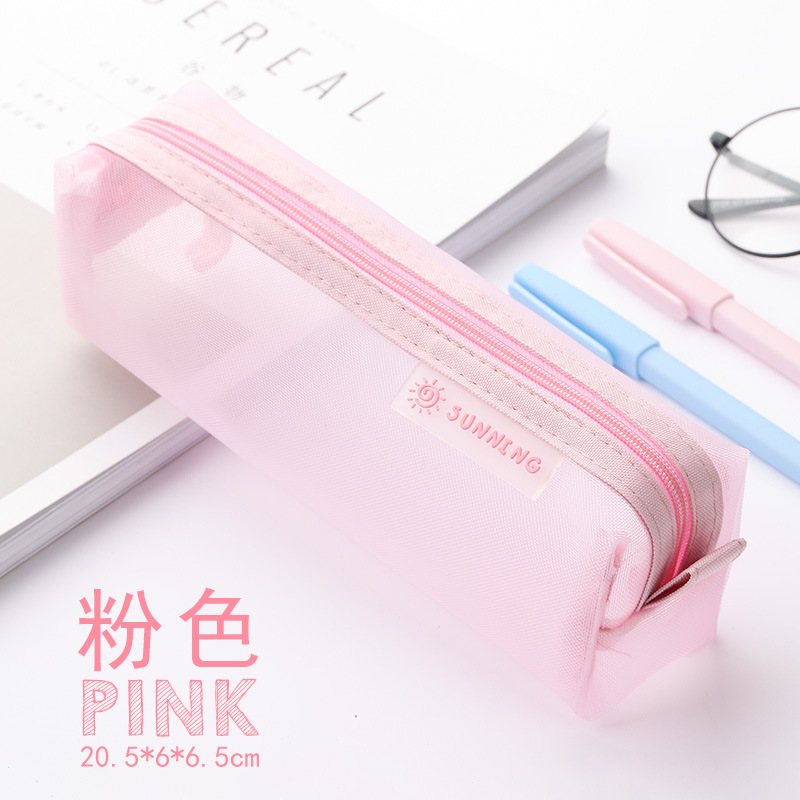 学生の受験用透明メッシュ鉛筆バッグ、高校受験・大学受験専用文具バッグ、シンプルで新鮮でかわいい鉛筆ケース|undefined