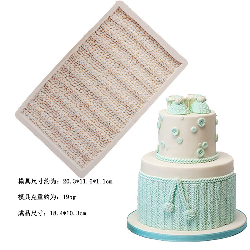 Molde de silicona fondant suéter de punto textura pastel molde cake edge decoración fondant molde herramienta para hornear