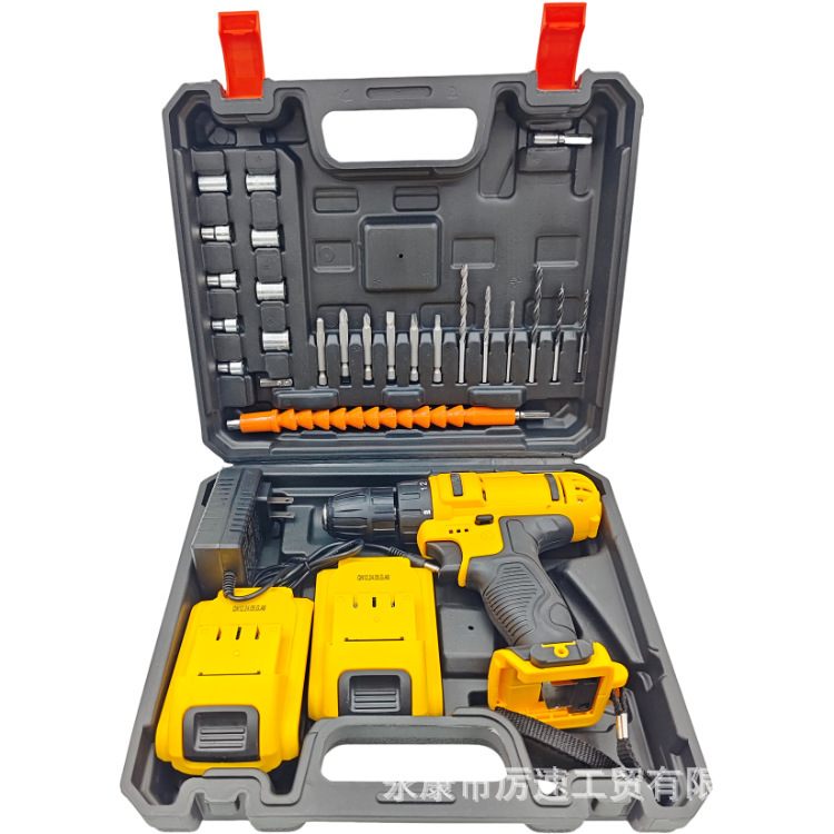 Herramientas eléctricas domésticas transfronterizas taladro de impacto de litio eléctrico de alto rendimiento taladro eléctrico de grado industrial taladro de mano multifuncional carga