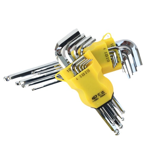 Source factory screwdriver T-type hexagonal wrench hardware tools extended spherical mirror 9-piece set of hexagonal wrenches