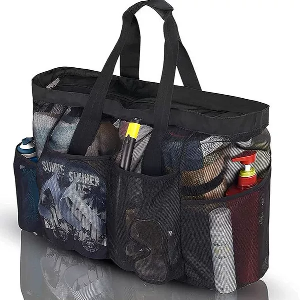 Cross-border European and American Style Large Capacity Mesh Beach Handbag Women's Shoulder Bag Outdoor Travel Storage Tote Bag
