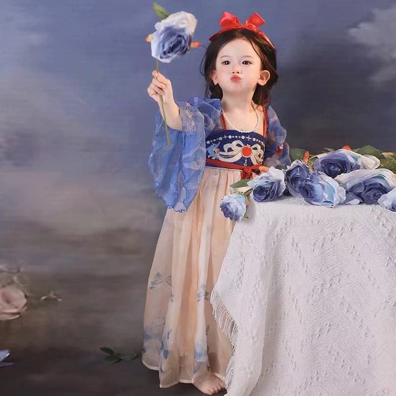 Hanfu, small princess costume, children's summer clothing, suit, dress, white clothing, Birthday gift 3