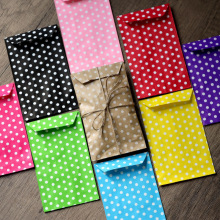 25个迷你圆点环保食品糖果小吃点心纸袋派对牛皮纸信封打包袋厂家