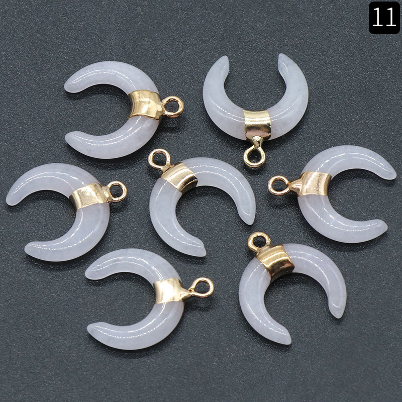 粉晶ミニ三日月ペンダント金牛角C形月ペンダントdiyネックレスイヤリングアクセサリー材料|undefined