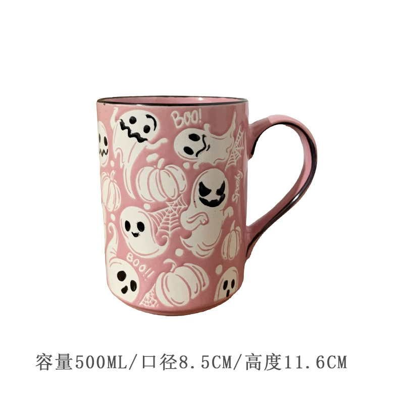Ceramic mug hand-painted underglaze cat design, cute breakfast cup, microwave-safe