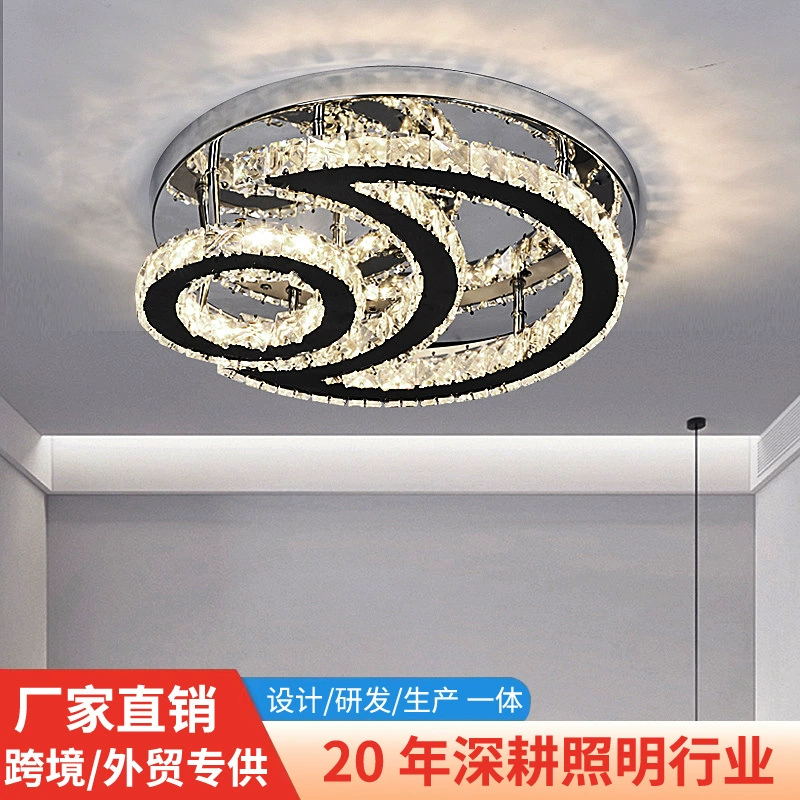 Круглый светодиодный хрустальный потолочный светильник в форме звезды и луны, современный минималистичный светильник для столовой, гостиной, креативный светильник для детской комнаты