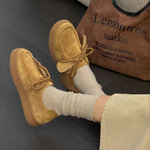 真皮女鞋2025秋季新款爆款袋鼠鞋韩版时尚百搭磨砂真皮女士勃肯鞋