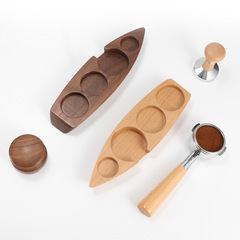Wooden Espresso Machine Powder Mat with No-Base Handle—Perfect for Storing Accessories