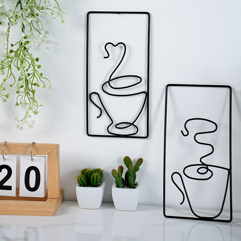 Nordic simple living room wall decoration pendant coffee cup line…
