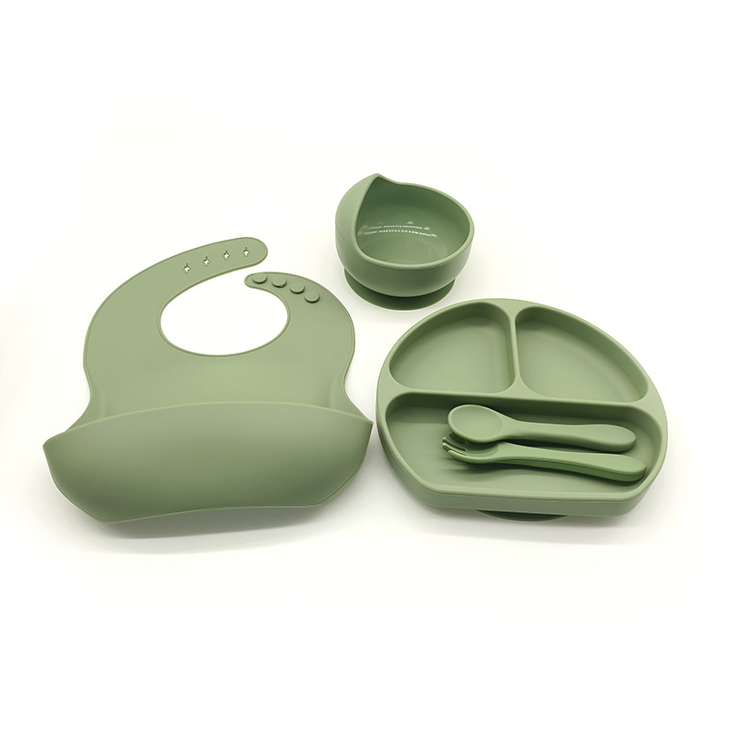 Complemento alimenticio transfronterizo para niños, plato de silicona, plato de suplemento alimenticio para bebés, plato de comida sonriente de seis piezas, vajilla para alimentación maternoinfantil al por mayor