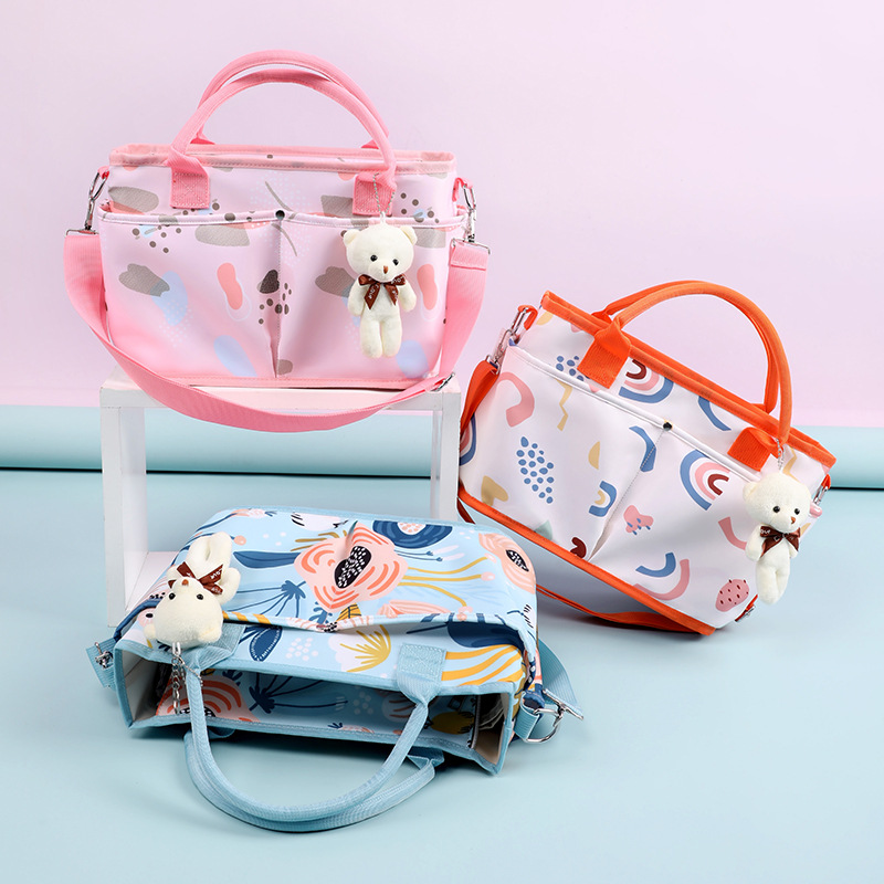 New printed mommy bag, large-capacity portable maternity bag, multi-functional shoulder diagonal bottle bag, stroller bag