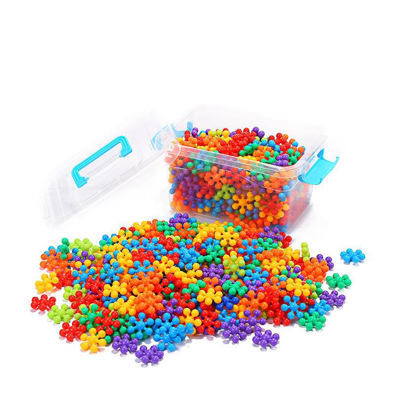 Transfronterizo Amazon 3D giratorio tridimensional copo de nieve Plum Blossom bloques de construcción de empalme de plástico juguetes para niños