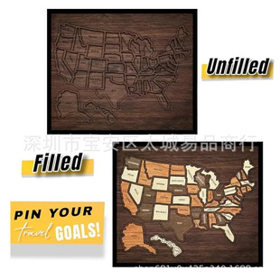 �羳�¿�ľ�|�������μo��؈Dƴ�DWooden USA Travel Map Puzzle