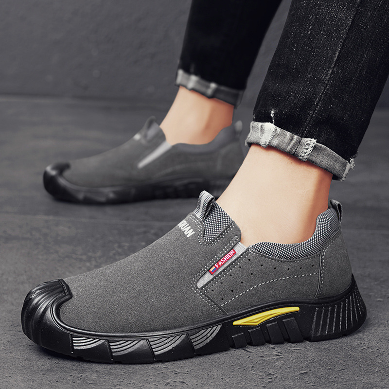 Otoño nuevos zapatos de protección laboral, zapatos de trabajo antideslizantes de suela gruesa, zapatos de trabajo de moda, zapatos casuales para hombres