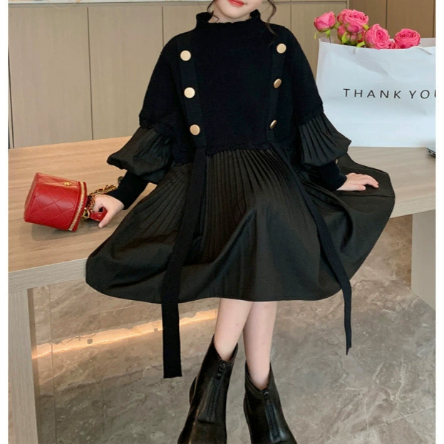 Осеннее дизайнерское связанное детское платье, для подростков, стиль Chanel, тренд сезона