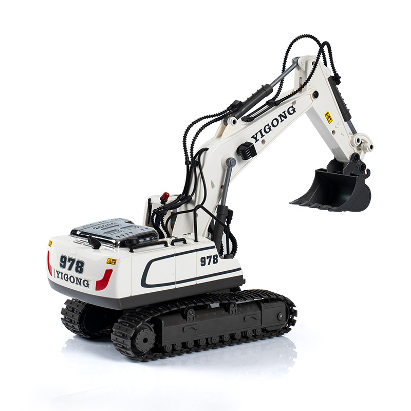 Yigong 2.4G Excavadora de control remoto Excavadora de aleación Modelo de coche de juguete para niños Vehículo de ingeniería Coche de control remoto Niño Mujer