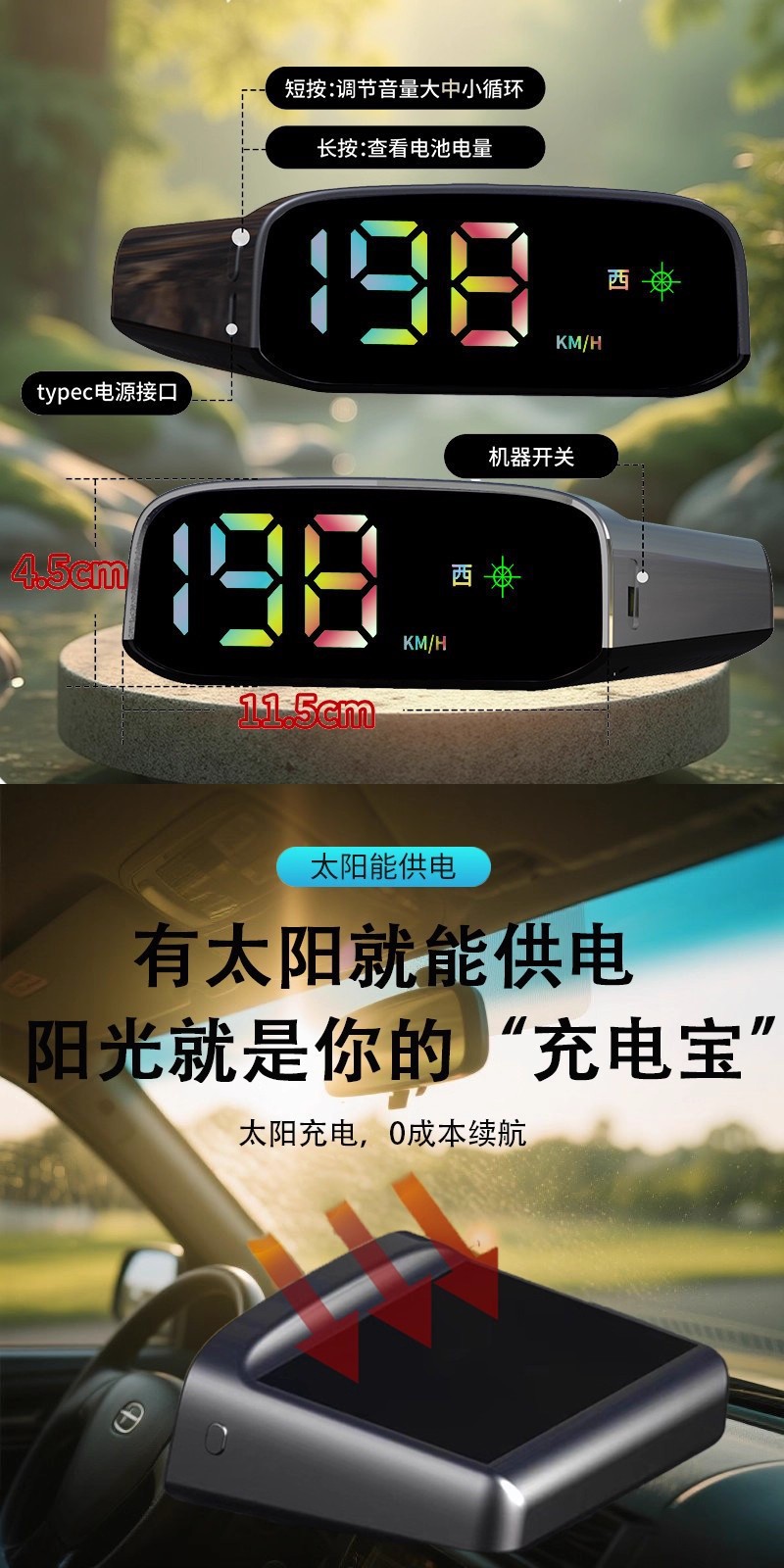 New Electronic Dog Speed Measurement Beidou Wireless Radar Vehicle-Mounted 2025 Early Warning Instrument Hud Head-Up Display Speed