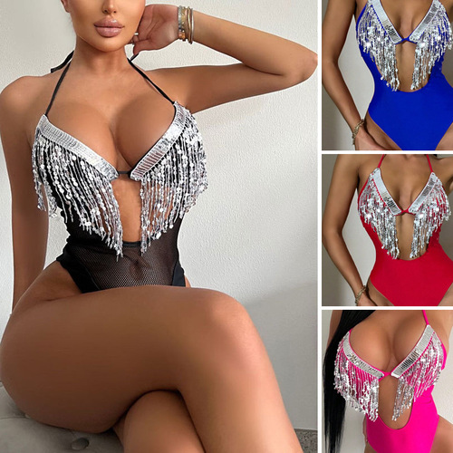  European and American cross-border sexy fringe bandeau bikini swimsuit