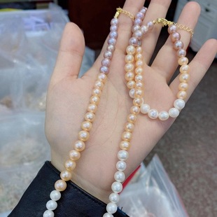 2021 new fashion Zhuji Mountain Lake Pearl freshwater pearl necklace gradient color preparation of a generation of hair