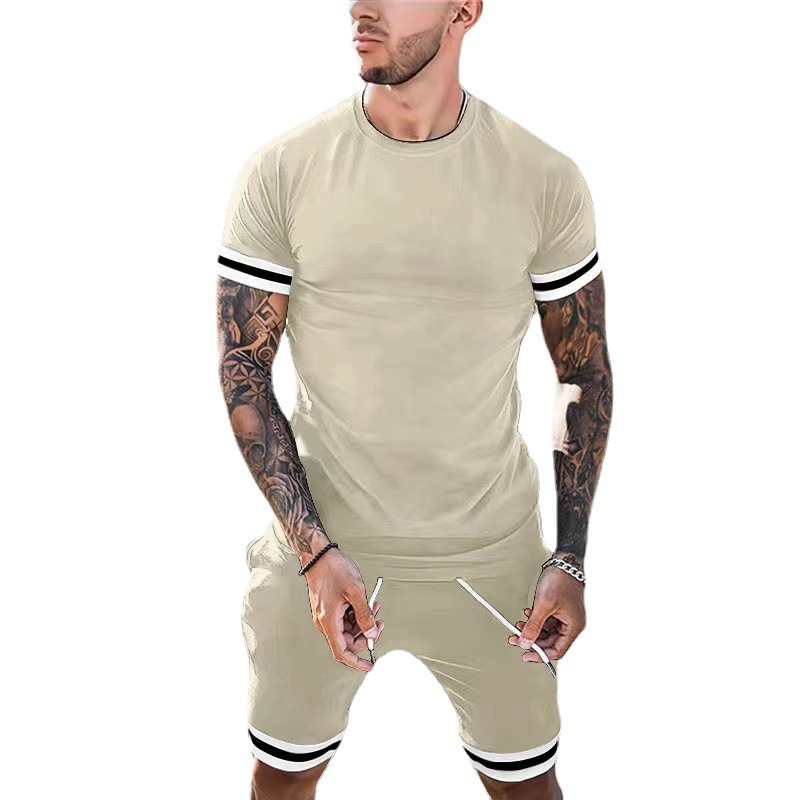 Zweiteiliges Herren-Set aus Kurzarmshirt und Shorts, sportlich-lässig, für Jugendliche_voghion.com
