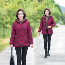 秋冬新款中老年妈妈冬装加绒棉衣外套休闲加厚连帽棉袄新款