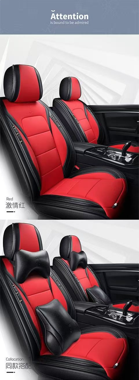 Suitable for New Cartoon Car Seat Cushions, Universal for All Seasons, Fully Enclosed Seat Covers, Wear-Resistant and Dirt-Resistant, Five-Seater Leather Seat Covers