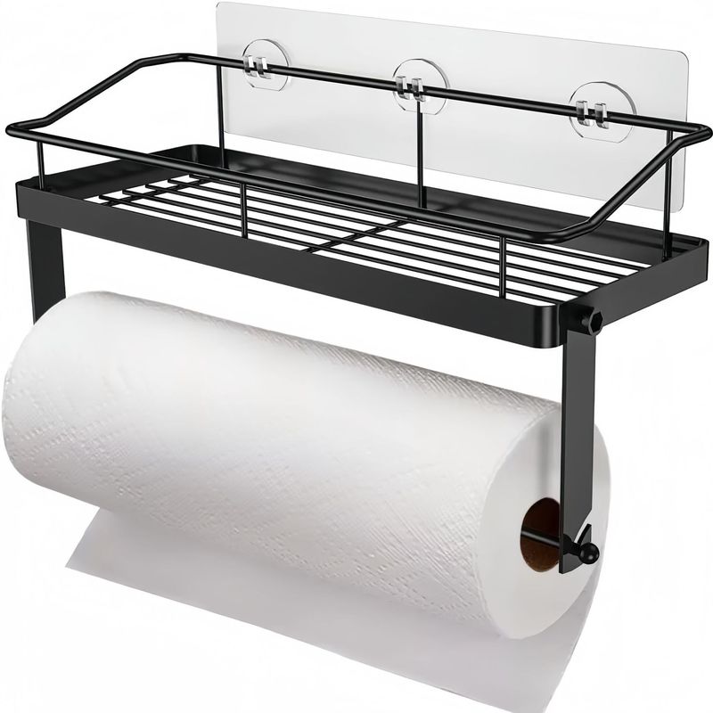 No-Drill Kitchen Adhesive Stainless Steel Storage Rack, Paper Towel Holder, Storage Rack, Black Storage for Bedroom No-Drill Kitchen Adhesive Stainless Steel Storage Rack, Paper Towel Holder, Storage Rack, Black Storage for Bedroom